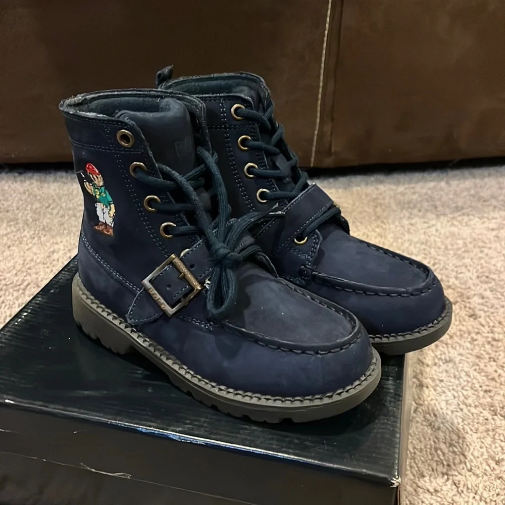 Polo Ralph Lauren Mallet Bear Ranger Hi Boots blue Boys Girls Toddlers Size 4